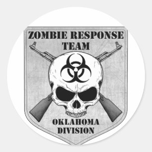 Adesivo Redondo Equipe da resposta do zombi: Divisão de Oklahoma