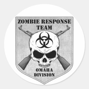 Adesivo Redondo Equipe da resposta do zombi: Divisão de Omaha