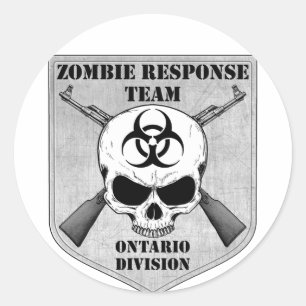 Adesivo Redondo Equipe da resposta do zombi: Divisão de Ontário