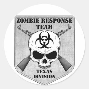 Adesivo Redondo Equipe da resposta do zombi: Divisão de Texas
