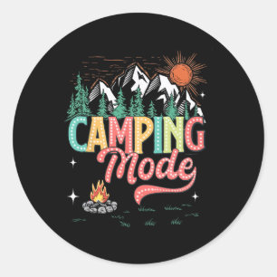 Adesivo Redondo Equipe de Acampamento Familiar Retro Est 2025 Camp