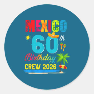 Adesivo Redondo Equipe de Aniversário de 60 anos em Cancun México