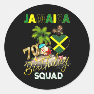 Adesivo Redondo Equipe de Aniversário de 70 anos da Jamaica Viagem