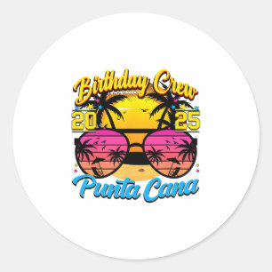 Adesivo Redondo Equipe de Aniversário Punta Retro Cana 2025 Pôr do