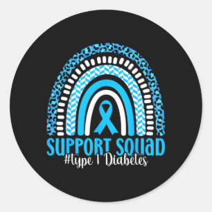 Adesivo Redondo Equipe de Apoio Diabetes Tipo 1 - Diabetes T1d