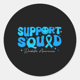 Adesivo Redondo Equipe de Apoio Retro Groovy Fita Azul Diabetes