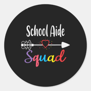 Adesivo Redondo Equipe de Auxiliar Escolar Diversão De Volta à Esc