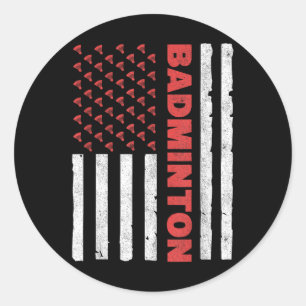 Adesivo Redondo Equipe de Badminton Bandeira Americana EUA Badmint