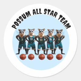 Adesivo Redondo Equipe de basquete de Possum All Star