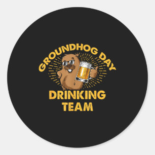 Adesivo Redondo Equipe de Bebedores do Dia da Marmota Cerveja do D