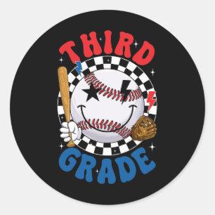 Adesivo Redondo Equipe de beisebol da terceira série Groovy Primei
