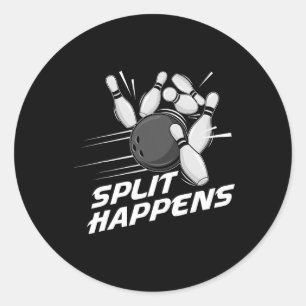 Adesivo Redondo Equipe de Boliche Funny Split Happens Time de Boli