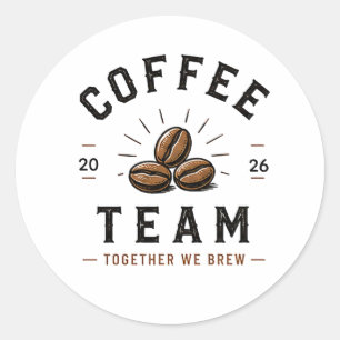 Adesivo Redondo ☕ Equipe de Café Logotipo do Uniforme da Equipe de