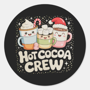 Adesivo Redondo Equipe de Chocolate Quente de Natal Férias de Nata