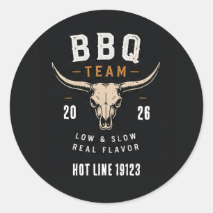 Adesivo Redondo 🐂 Equipe de Churrasco Smokehouse Restaurante Staf