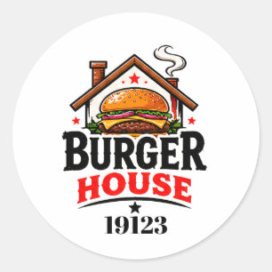 Adesivo Redondo Equipe de Cozinha do Restaurante Burger House 👨