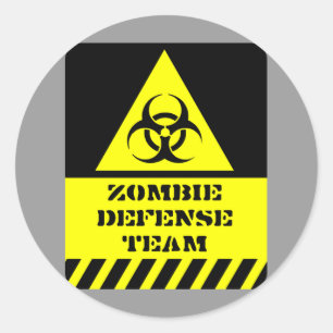 Adesivo Redondo Equipe de defesa do zombi