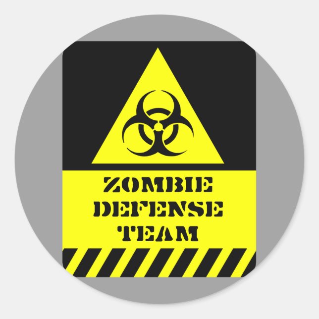 Adesivo Redondo Equipe de Defesa Zombie (Frente)