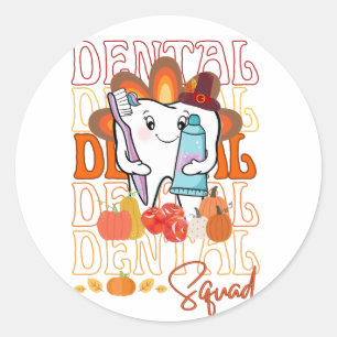 Adesivo Redondo Equipe de Dentários Festivos do Esquadrão de Ação 