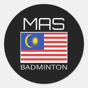 Adesivo Redondo Equipe de Dminton da Malásia - Atleta Mas Bandeira