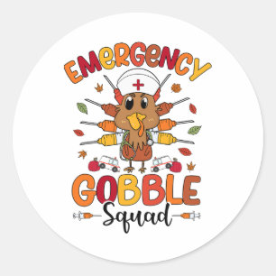 Adesivo Redondo Equipe de Emergência Gobble Enfermeira de Peru Fun