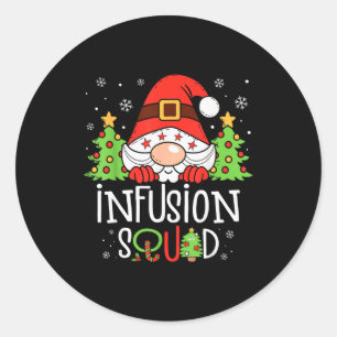 Adesivo Redondo Equipe de Enfermeira de Infusão Papai Noel Estetos