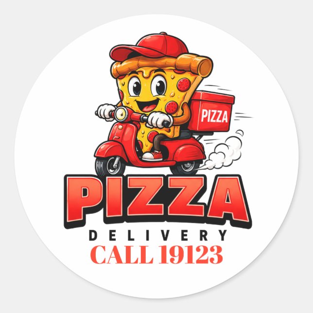 Adesivo Redondo Equipe de Entrega de Pizza Uniforme 👕🚚 (Frente)