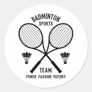 Adesivo Redondo Equipe de Esportes de Badminton