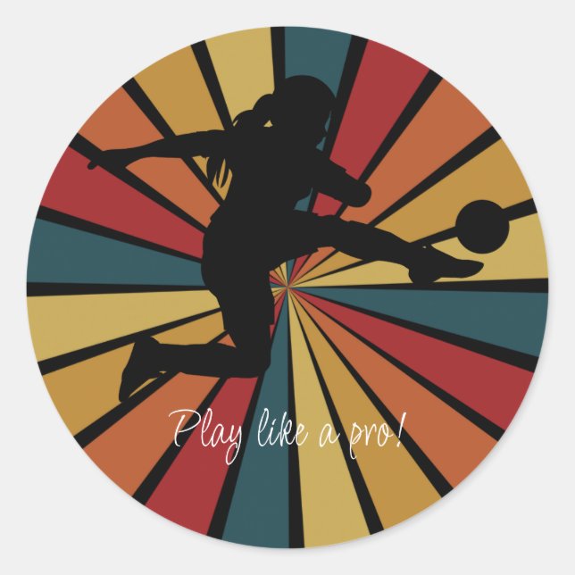 Adesivo Redondo Equipe de futebol de jogadora de futebol (Frente)