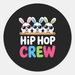 Adesivo Redondo Equipe de Hip Hop Coelho de Páscoa Divertido Esqua