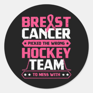 Adesivo Redondo Equipe de Hockey com Cancer da Mama Friso de Consc