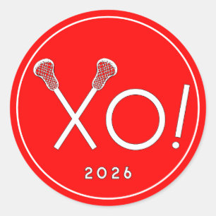 Adesivo Redondo Equipe de Lacrosse Vermelho