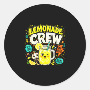 Adesivo Redondo Equipe de limonada engraçada crianças fofas barrac