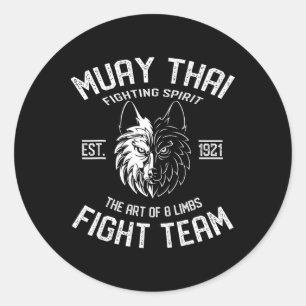 Adesivo Redondo Equipe de Luta de Lobo de Muay Thai - Nak Muay, Ki
