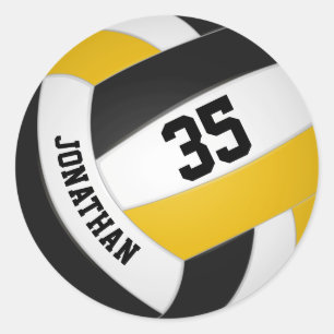 Adesivo Redondo equipe de ouro negro cria vôlei de meninas