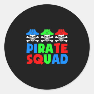 Adesivo Redondo Equipe de piratas piratas fofos crânio halloween p