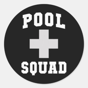 Adesivo Redondo Equipe de piscina fofa salva-vidas despacha salva-