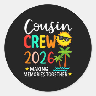Adesivo Redondo Equipe de primos 2026 criando memórias verão famíl