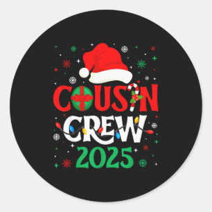 Adesivo Redondo Equipe de Primos de Natal 2025 Xmas Piadas Família