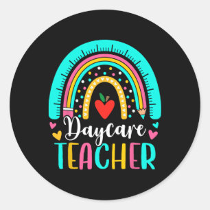 Adesivo Redondo Equipe de professores da creche Rainbow no primeir