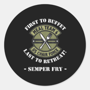 Adesivo Redondo Equipe de Refeições Engraçada 6 Da Força Norte-Ame