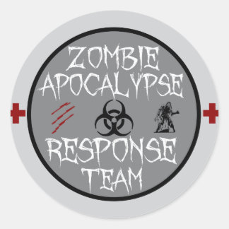 Adesivo Redondo Equipe de resposta do apocalipse zombie