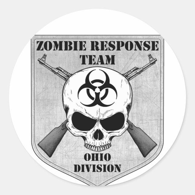 Adesivo Redondo Equipe de Resposta Zombie: Divisão de Ohio (Frente)