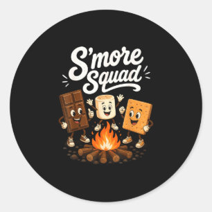 Adesivo Redondo Equipe de S'mores divertido marshmallow fogueira