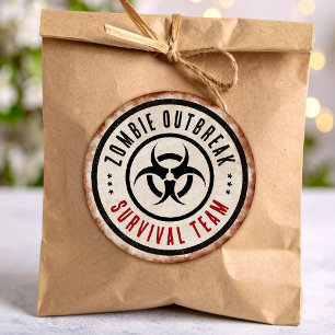 Adesivo Redondo Equipe de sobrevivência de zumbis