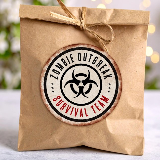 Adesivo Redondo Equipe de sobrevivência de zumbis (Criador carregado)