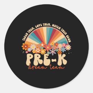 Adesivo Redondo Equipe De Sonhos Retrai O Arco-Íris De Groovy De V