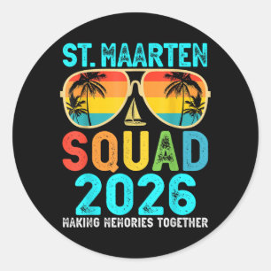 Adesivo Redondo Equipe de St Maarten 2026 Férias Amigo Família