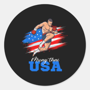 Adesivo Redondo Equipe de Suporte Muay Thai EUA Bandeira Americana