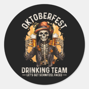 Adesivo Redondo Equipe Deixa Schnitzel Enfrentar O Esqueleto De Ha